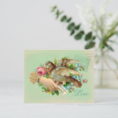 Victoriaans Valentijn Vogel en roos Feestdagenkaart (Staand voorkant)