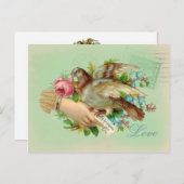 Victoriaans Valentijn Vogel en roos Feestdagenkaart (Voorkant / Achterkant)