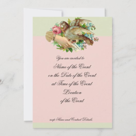 Victoriaans Valentijn Vogel en roos Kaart (Achterkant)