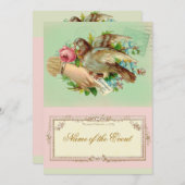 Victoriaans Valentijn Vogel en roos Kaart (Voorkant / Achterkant)