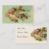 Victoriaans Valentijn Vogel en roos Visitekaartje (Voorkant / Achterkant)