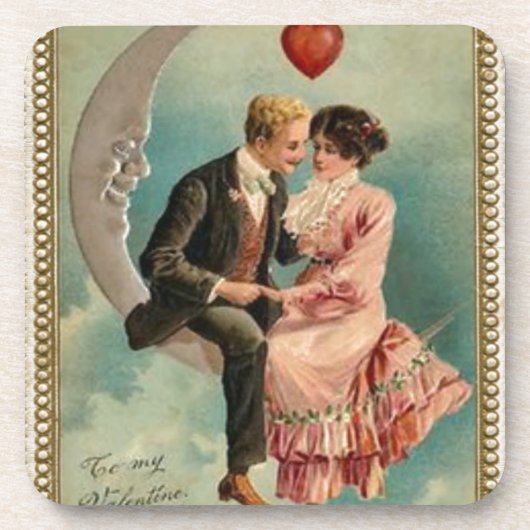 Victoriaans valentijnen bier onderzetter (Voorkant)