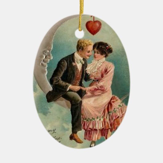 Victoriaans valentijnen keramisch ornament (Voorkant)