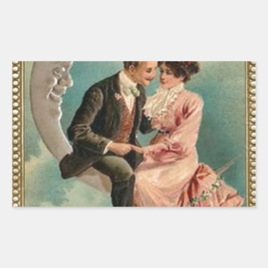 Victoriaans valentijnen rechthoekige sticker (Voorkant)