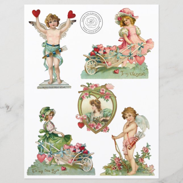 Victoriaans Valentijns Cutouts Scrapbook Paper (Voorkant)