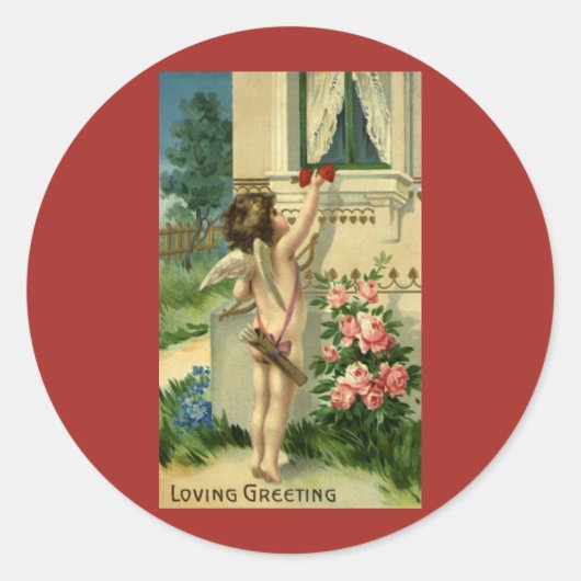  Victoriaans Valentijnsdag, Angel Hearts Ronde Sticker (Voorkant)