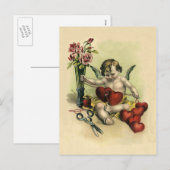  Victoriaans Valentijnsdag Angel Seamstress Feestdagenkaart (Voorkant / Achterkant)