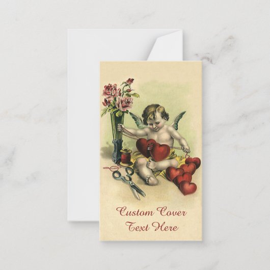  Victoriaans Valentijnsdag Angel Seamstress Notitiekaartje (Voorkant)