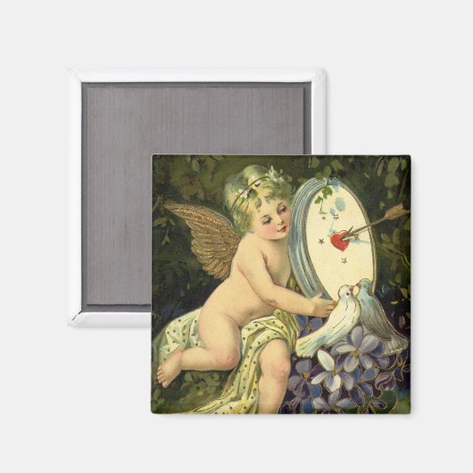 Victoriaans Valentijnsdag, Angel-Tortelduifjes Magneet (Voorkant / Achterkant)