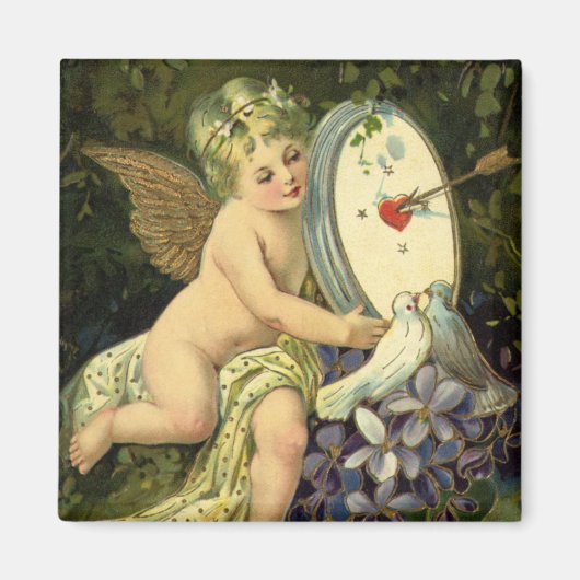  Victoriaans Valentijnsdag, Angel-Tortelduifjes Magneet (Voorkant)