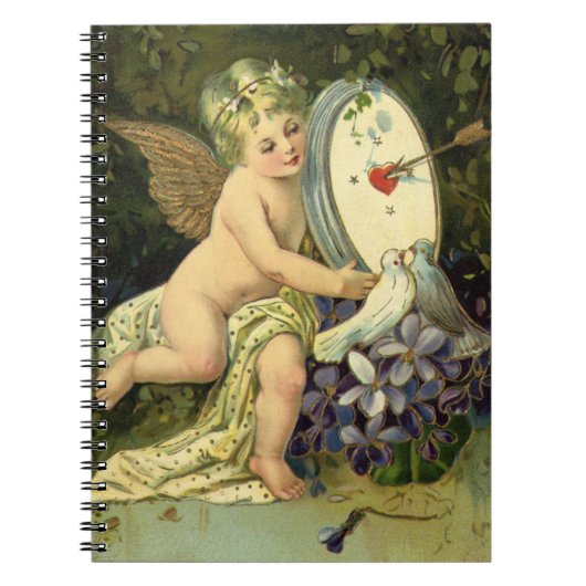  Victoriaans Valentijnsdag, Angel-Tortelduifjes Notitieboek (Voorkant)