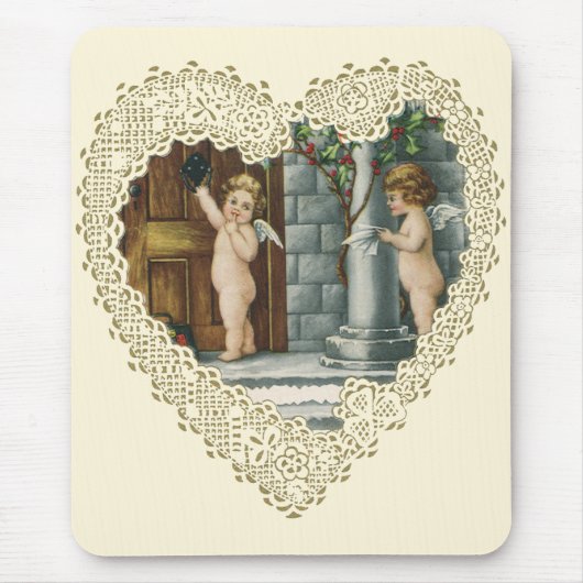  Victoriaans Valentijnsdag, Angel w Letters Muismat (Voorkant)