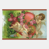  Victoriaans Valentijnsdag Angels Heart Roos Inpakpapier Vel (Voorkant 2)