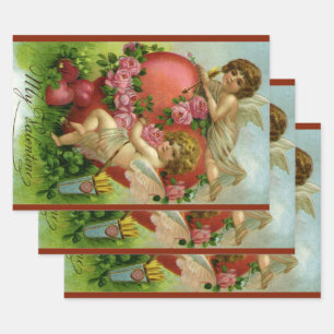  Victoriaans Valentijnsdag Angels Heart Roos Inpakpapier Vel
