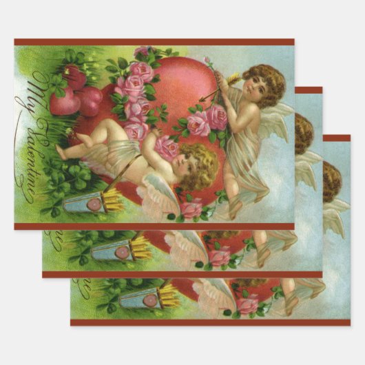  Victoriaans Valentijnsdag Angels Heart Roos Inpakpapier Vel (Set)
