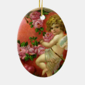  Victoriaans Valentijnsdag Angels Heart Roos Keramisch Ornament (Achterkant)