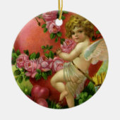  Victoriaans Valentijnsdag Angels Heart Roos Keramisch Ornament (Voorkant)