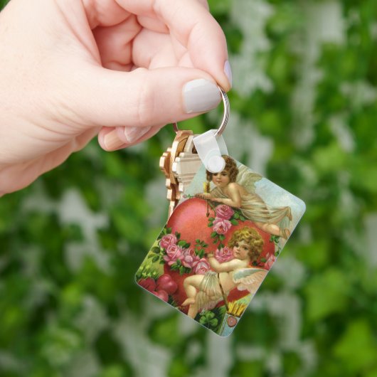 Victoriaans Valentijnsdag Angels Heart Roos Sleutelhanger (Hand)