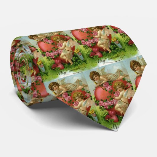  Victoriaans Valentijnsdag Angels Heart Roos Stropdas (Opgerold)