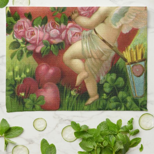  Victoriaans Valentijnsdag Angels Heart Roos Theedoek (Gevouwen)