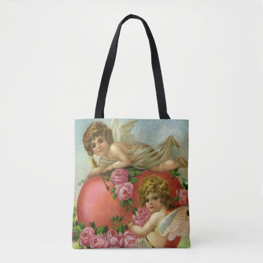  Victoriaans Valentijnsdag Angels Heart Roos Tote Bag (Voorkant)
