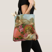  Victoriaans Valentijnsdag Angels Heart Roos Tote Bag (Dichtbij)