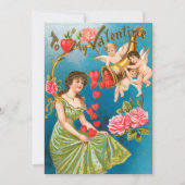  Victoriaans Valentijnsdag Angels & Hearts Feestdagenkaart (Voorkant)