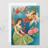  Victoriaans Valentijnsdag Angels & Hearts Feestdagenkaart (Voorkant / Achterkant)
