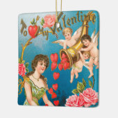  Victoriaans Valentijnsdag Angels & Hearts Keramisch Ornament (Links)
