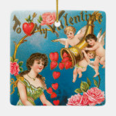  Victoriaans Valentijnsdag Angels & Hearts Keramisch Ornament (Achterkant)