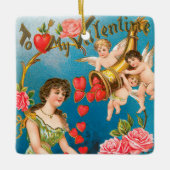  Victoriaans Valentijnsdag Angels & Hearts Keramisch Ornament (Voorkant)
