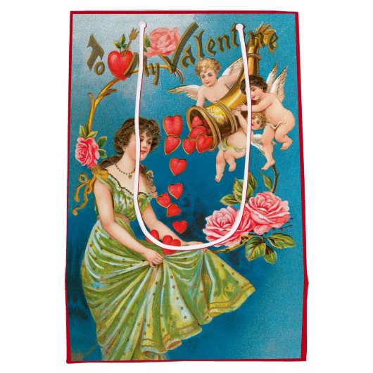  Victoriaans Valentijnsdag Angels & Hearts Medium Cadeauzakje (Achterkant)