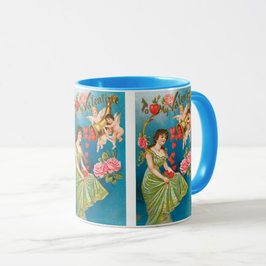  Victoriaans Valentijnsdag Angels & Hearts Mok (Voorkant rechts)
