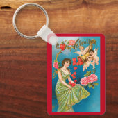  Victoriaans Valentijnsdag Angels & Hearts Sleutelhanger (Voorkant)