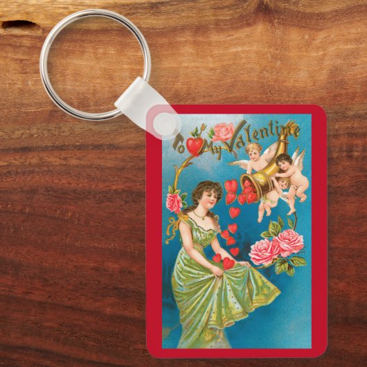  Victoriaans Valentijnsdag Angels & Hearts Sleutelhanger (Voorkant)