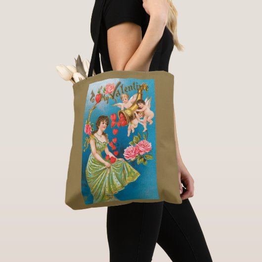 Victoriaans Valentijnsdag Angels & Hearts Tote Bag (Dichtbij)