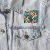  Victoriaans Valentijnsdag Angels & Hearts Vierkante Button 5,1 Cm (In situ)