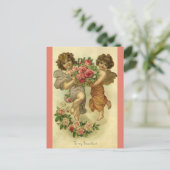 Victoriaans Valentijnsdag, Angels Rozen Feestdagenkaart (Staand voorkant)