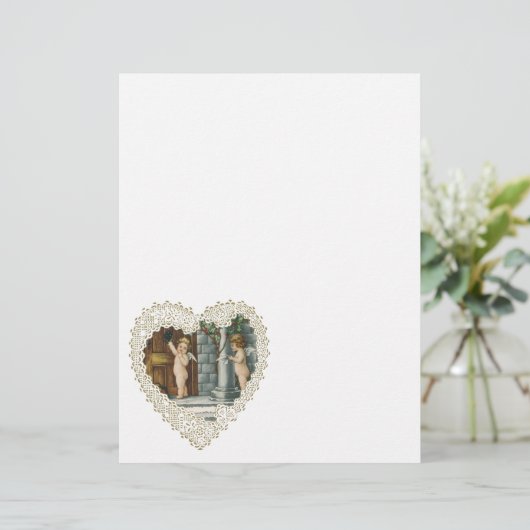 Victoriaans Valentijnsdag,  Angels w Letter (Staand voorkant)