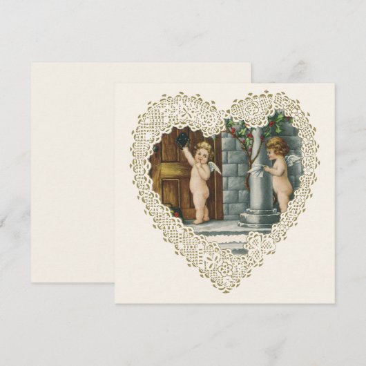 Victoriaans Valentijnsdag, Angels w Letter Feestdagenkaart (Voorkant / Achterkant)