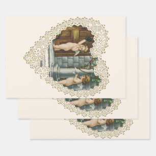 Victoriaans Valentijnsdag,  Angels w Letter Inpakpapier Vel