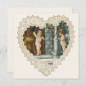 Victoriaans Valentijnsdag,  Angels w Letter Kaart (Voorkant / Achterkant)