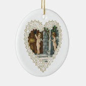 Victoriaans Valentijnsdag,  Angels w Letter Keramisch Ornament (Rechts)