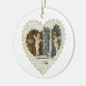 Victoriaans Valentijnsdag,  Angels w Letter Keramisch Ornament (Links)