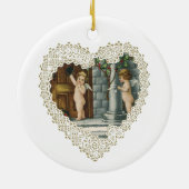 Victoriaans Valentijnsdag,  Angels w Letter Keramisch Ornament (Achterkant)