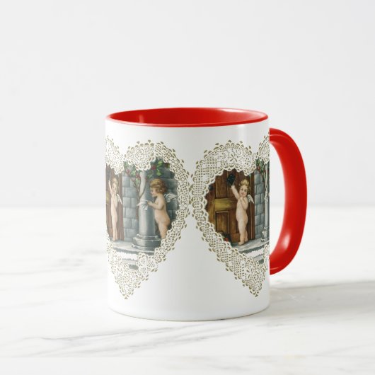 Victoriaans Valentijnsdag,  Angels w Letter Mok (Voorkant rechts)