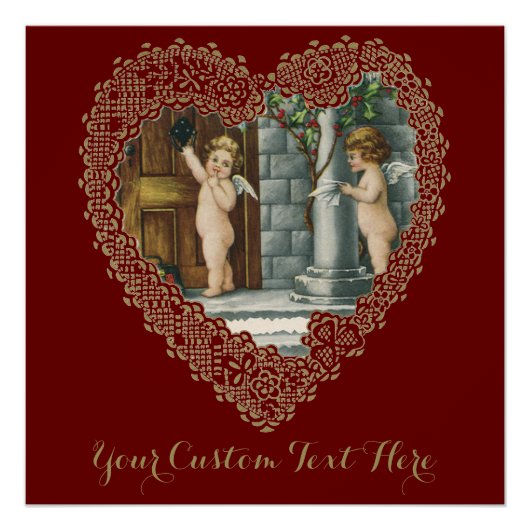 Victoriaans Valentijnsdag,  Angels w Letter Poster (Voorkant)