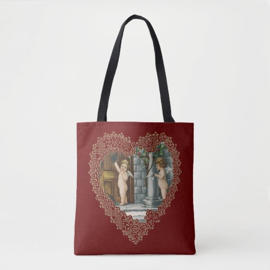 Victoriaans Valentijnsdag,  Angels w Letter Tote Bag (Voorkant)