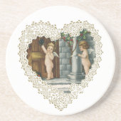 Victoriaans Valentijnsdag, Angels w Letter Zandsteen Onderzetter (Voorkant)