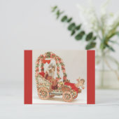 Victoriaans Valentijnsdag, auto met bloemen Feestdagenkaart (Staand voorkant)